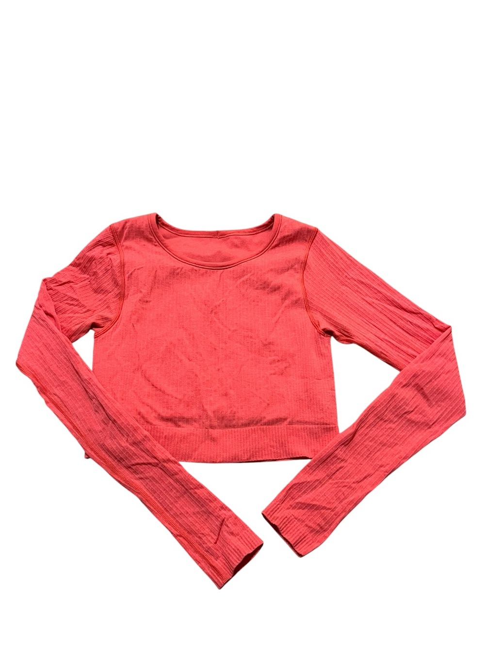 Lululemon Ebb to Street Long Sleeve Crop Top Pink Coral Size 4